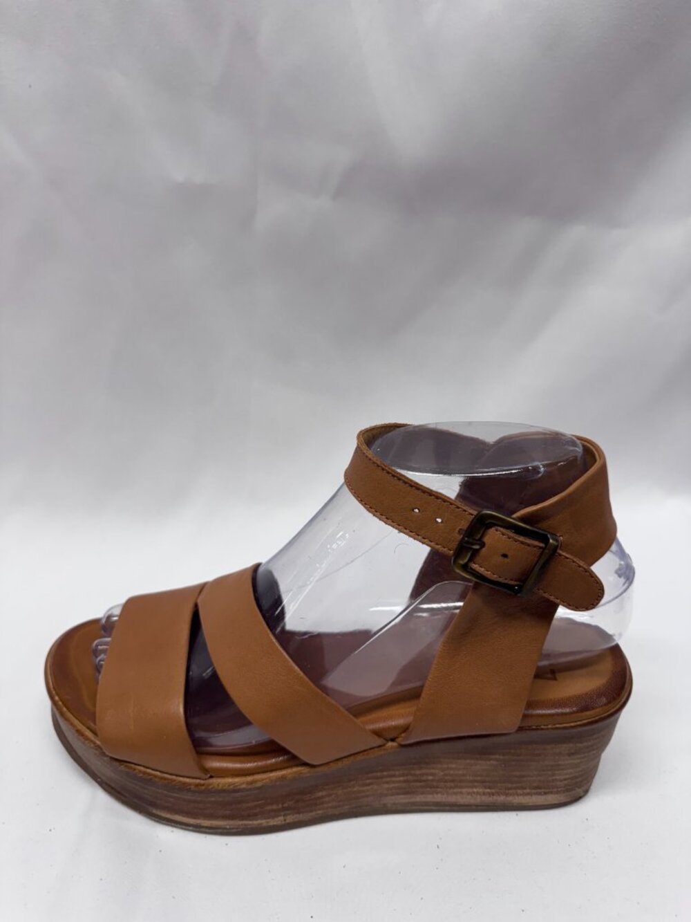 MIZ MOOZ WOMEN'S WEDGE SANDALS ANKLE BUCKLE BRANDY 37EU / 7US # T-98 - Picture 4 of 5